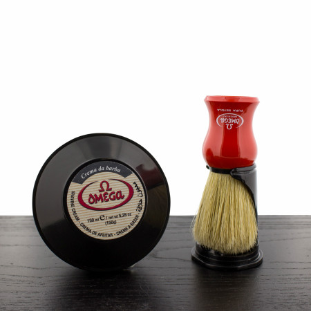 Product image 0 for Omega Shaving Cream and Brush with Stand Kit